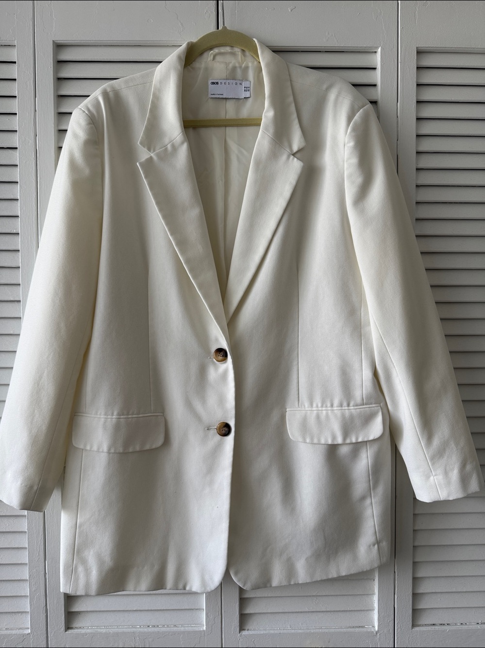 ASOS Ivory Single-Breasted Tailored Blazer